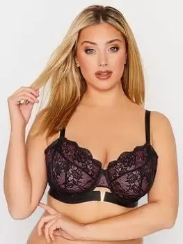 Image of Yours Lace V Wire Underwired Bra - Black, Size 42Dd, Women