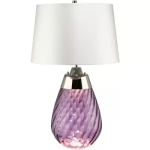 Image of Elstead Lena 2 Light Small Plum Table Lamp with Off-white Shade, Plum-tinted Glass , Off-White Shade, E27