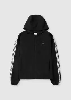 Image of Lacoste Mens Taped Sleeve Windproof Jacket In Black