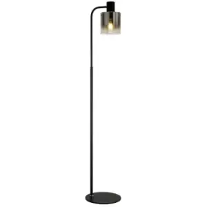 Image of Luminosa Lighting - Luminosa Ghent Floor Lamp, E27, Black, Smoke Fade Glass
