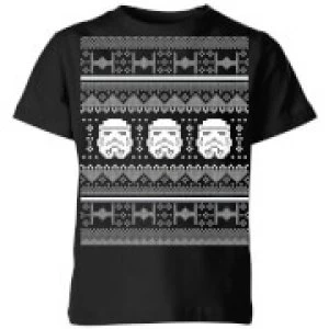 Image of Star Wars Stormtrooper Knit Kids Christmas T-Shirt - Black - 11-12 Years
