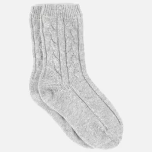 Image of Grey Cashmere Cable Knit Socks