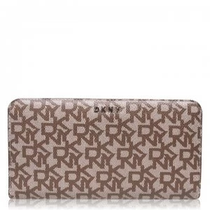 Image of DKNY All Over Logo Zip Around Purse - ChinoCaramelNHJ