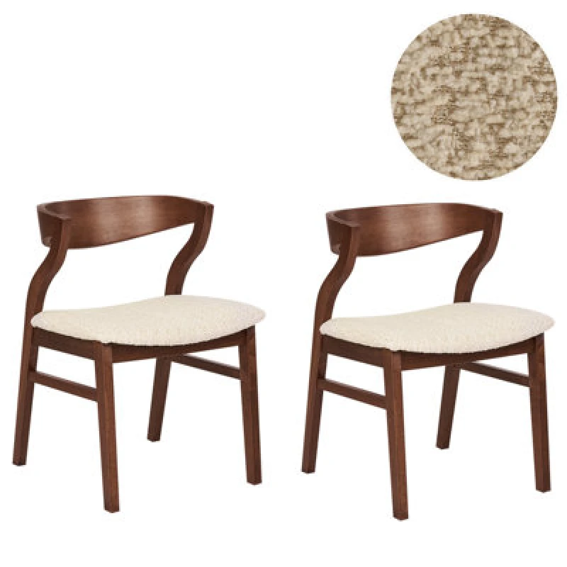 Image of Beliani Set Of 2 Dining Chairs Maroa Wood Light Beige