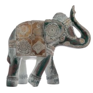 Image of Thai Brushed Gold and White Verdigris Elephant - Large