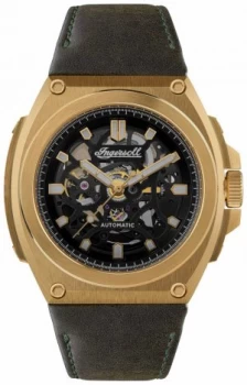 Image of Ingersoll THE MOTION Automatic Black Skeleton Dial Olive Watch