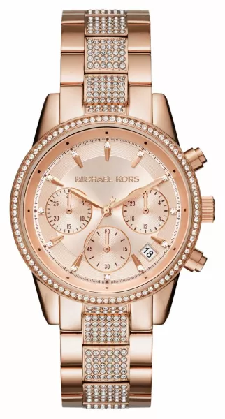 Image of Michael Kors MK6485 Womens Ritz Rose-Gold Chronograph Watch