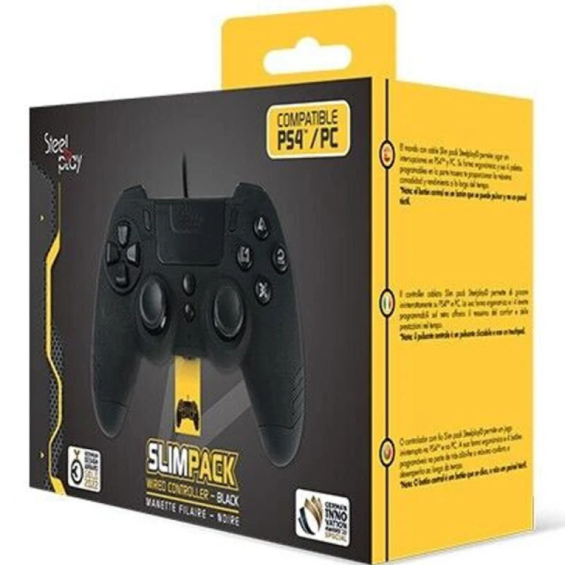 Image of Lexip SteelPlay Slim Pack Wired Controller (Ebony Black) - PS4 PS4