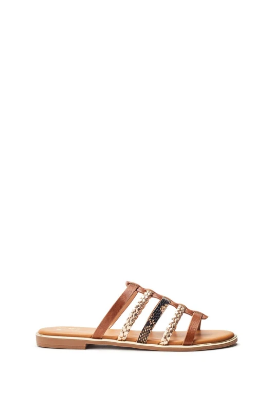 Image of Moda In Pelle Womens 'Junie' Porvair Sandals in Tan Size: 7 Tan Female 7
