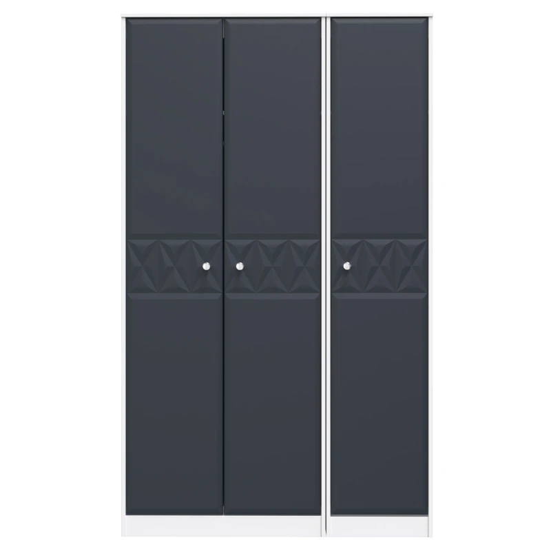 Image of San Jose Ready Assembled Contemporary Matt Indigo & White Tall Triple Wardrobe (H)1970mm (W)1110mm (D)530mm