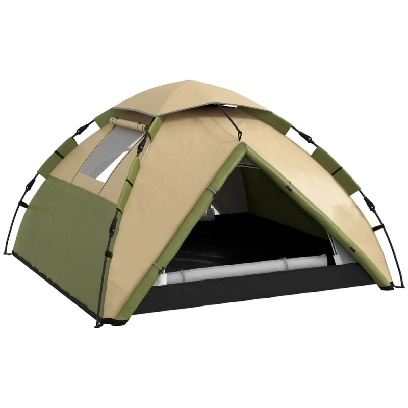 Image of Outsunny 3-4 Man Camping Tent Portable with Bag, Quick Setup Green