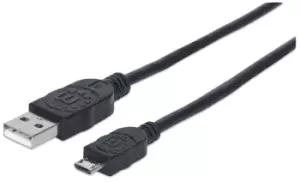 Image of Manhattan USB-A to Micro-USB Cable, 3m, Male to Male, Black, 480...