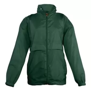 Image of SOLS Kids Unisex Surf Windbreaker Jacket (Water Resistant And Windproof) (12-14) (Forest Green)