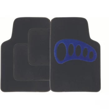 Image of Streetwize Carpet Mat Set 4 Piece Black with Blue Heel Pad