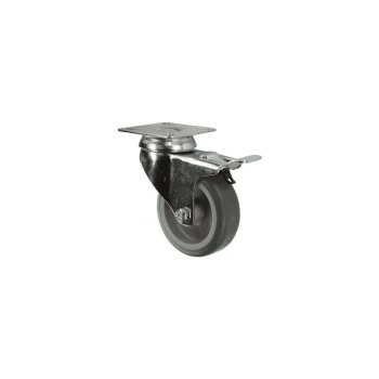 Image of Atlas Workholders - Braked Swivel Plate 50MM Rubber Tyre