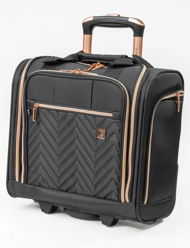 Image of Gino Ferrari Biella 14" Soft Shell Cabin Case Under Seat Flight Bag Wheeled Luggage in Black Size: Mini Cabin Black Unisex Mini Cabin