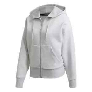 Image of adidas Womens 3-Stripes Zip Track Top Hoodie - Grey