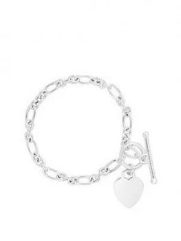 Image of Simply Silver T-Bar Heart Bracelet