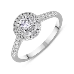 Image of Platinum Diamond Brilliant Round Cut Cluster Shoulder Set Ring