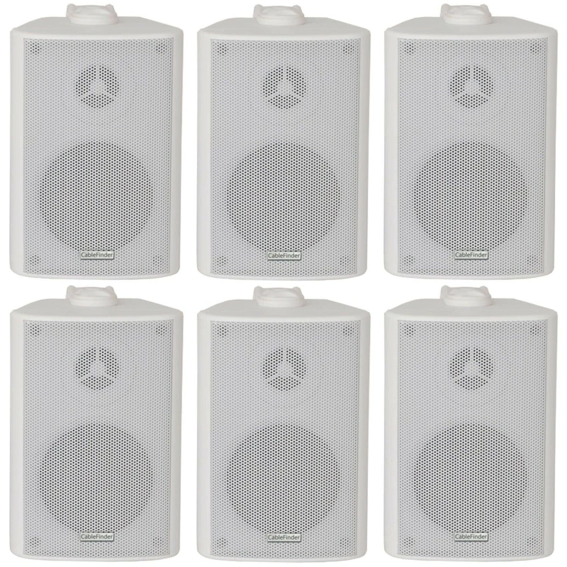 Image of Loops 6x 60W 2 Way White Wall Mounted Stereo Speakers 3" 8Ohm Mini Background Music White unisex