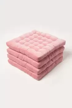 Image of Set of 4 Quilted Velvet Chair Pad, 40 x 40 cm