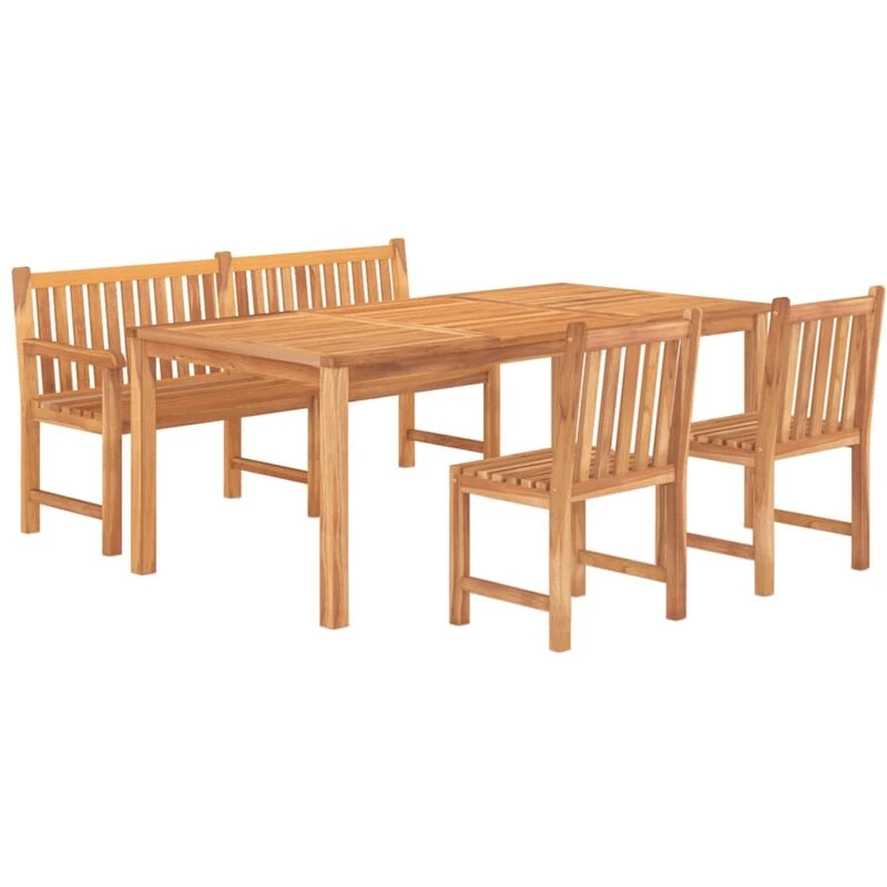 Image of vidaXL 4 Piece Garden Dining Set Solid Wood Teak, Brown 3157160
