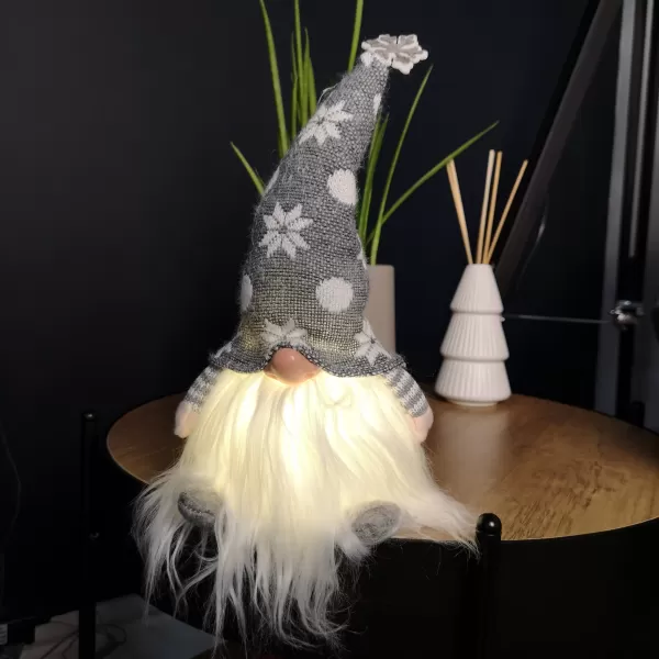 Image of 30cm Battery Operated Light up Christmas Standing Gonk Decoration in Grey