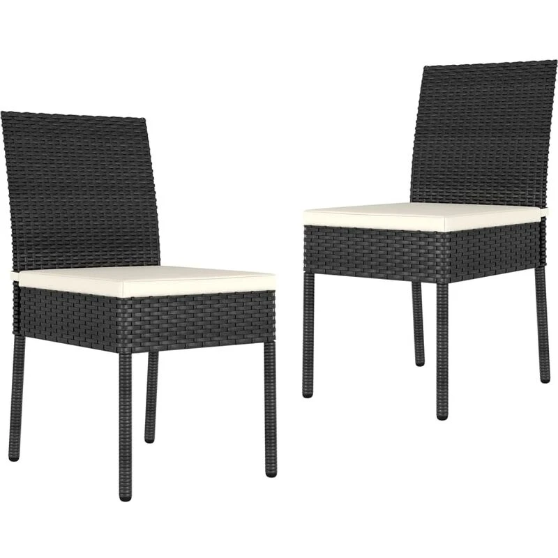 Image of VIDAXL Garden Dining Chairs 2 pcs Poly Rattan Black Vidaxl 8720286682463
