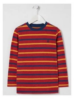 Image of Fatface Boys Long Sleeve Multi Stripe T-Shirt - Red