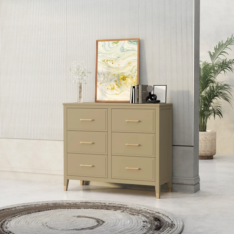 Image of Cabinet Bits Palazzi 6 Drawer Chest of Drawers in Beige Beige Unisex