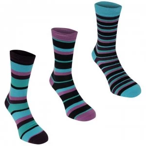 Image of Kangol Formal Socks 3 Pack Ladies - Purple Stripe