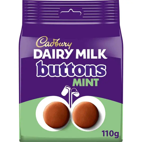 Image of Cadbury Gifts Direct Dairy Milk Giant Mint Buttons Bag 110g 4267689