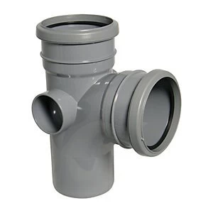 Image of FloPlast SP190G Soil Pipe 92.5 Deg Branch Double Socket - Grey 110mm