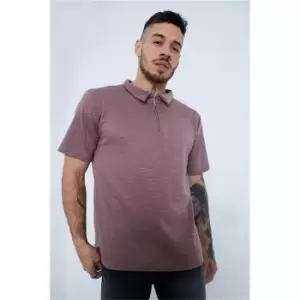 Image of I Saw It First Brown Jacquard Short Sleeve Polo - Brown