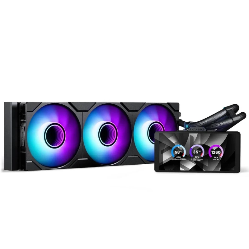 Image of Phanteks Glacier One 360 M25 LCD 360mm ARGB AIO Liquid CPU Cooler with IPS Display - PH-GO360M25G2LCD_DBK01
