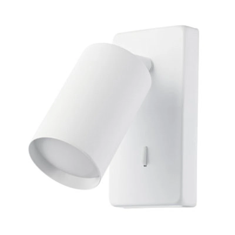 Image of Happy Homewares Modern Designer LED Powered Matt White Metal Spot Wall Light Fixture With Switch