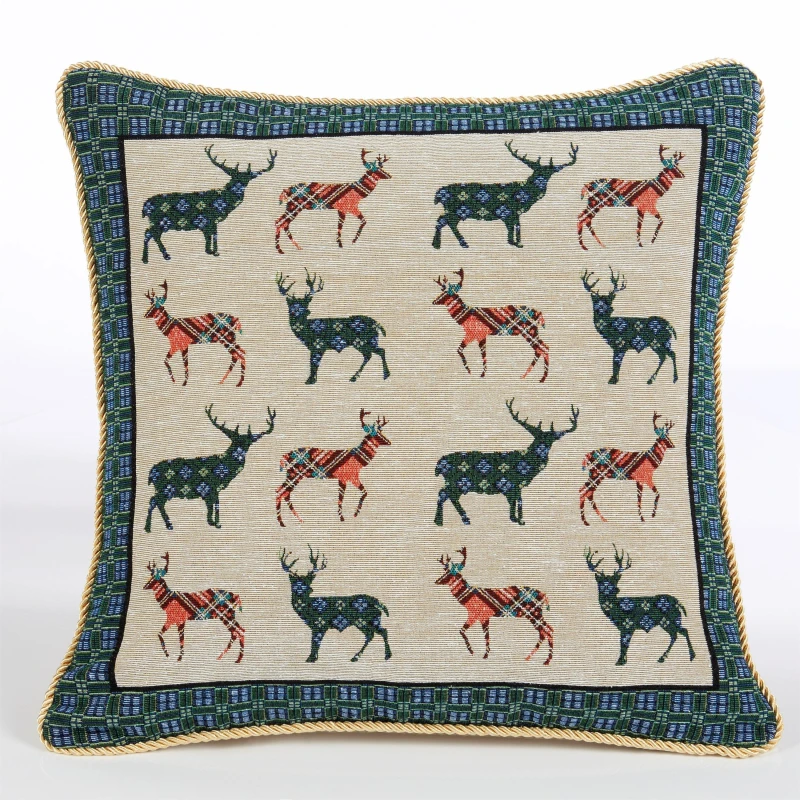 Image of Alan Symonds Stags Tapestry Christmas Cushion Multicolour unisex 45x45cm