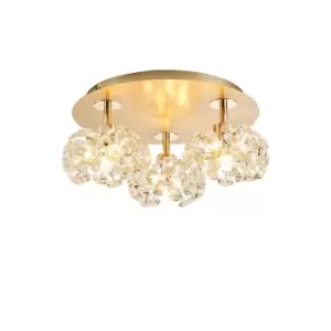 Image of Salisbury Round 3 Light G9 35cm Flush Light With French Gold And Crystal Shade
