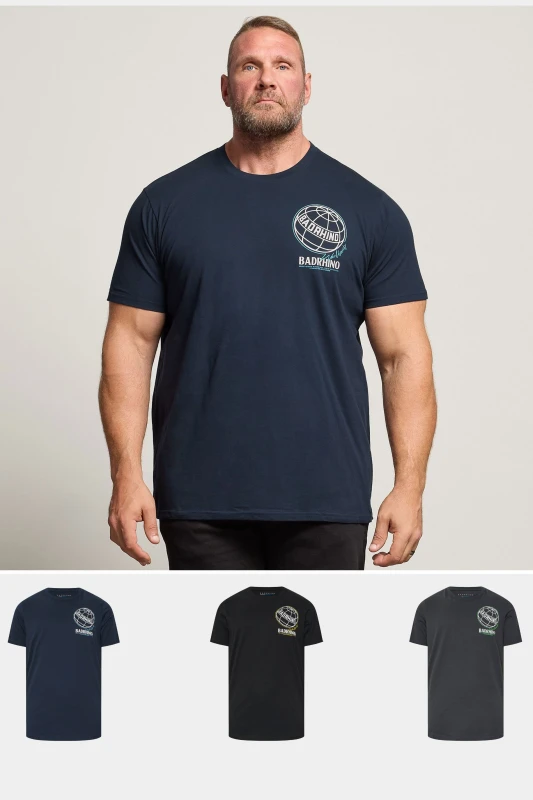 Image of BadRhino BadRhino Men 3 Pack Graphic T-Shirts in Black Size: X-Large Black XL Male 5063589411334