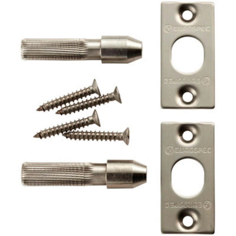 Image of Loops Security Hinge Bolt Set 56 x 13mm Bolt Fixing Plates Satin Stainless Steel Metallics