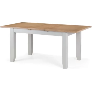 Image of Grey Painted Draw Leaf Extending 4 To 6 Seat Dining Table Oak Top - Elise