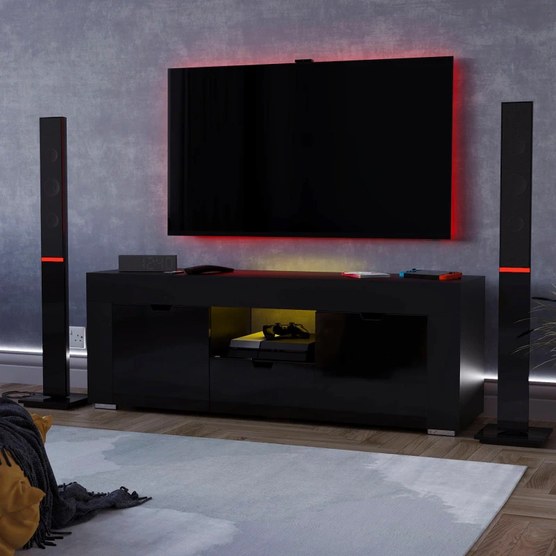 Image of Lassic Vida Designs Eclipse 2 Door 1 Drawer LED TV Unit Black unisex 2+1