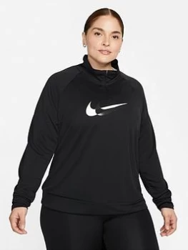Image of Nike Running Swoosh Half Zip Top (Curve) - Black, Size 18-20=1X, Women