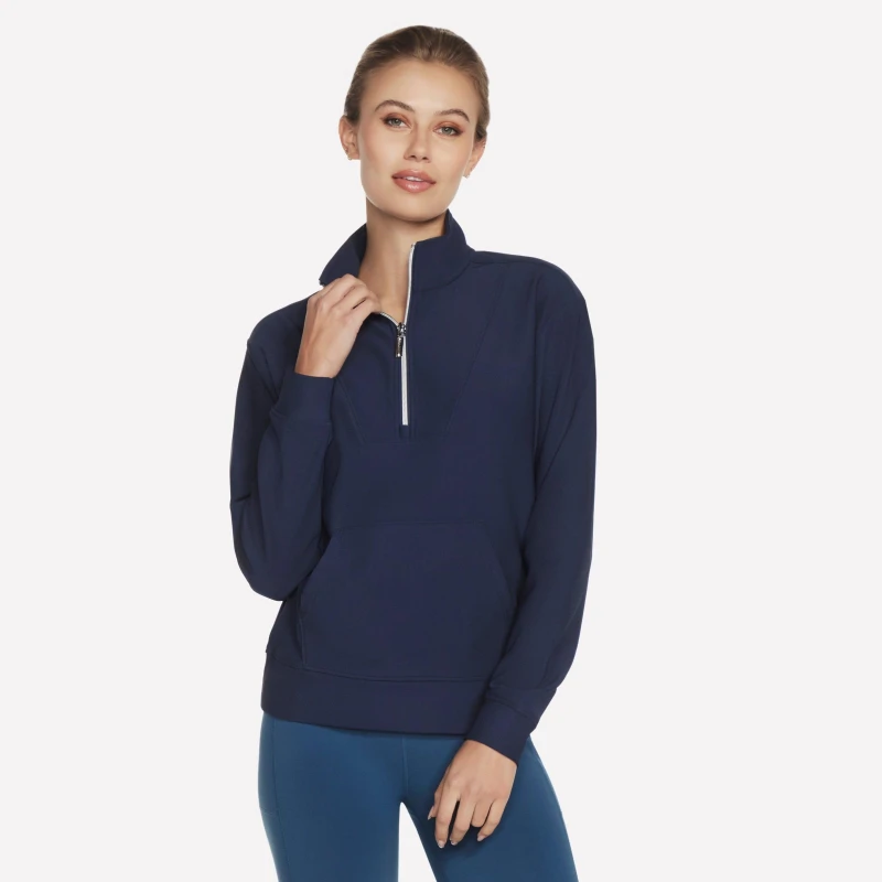 Image of Skechers Goluxe Rib 1/4 Zip Blue Iris Navy female