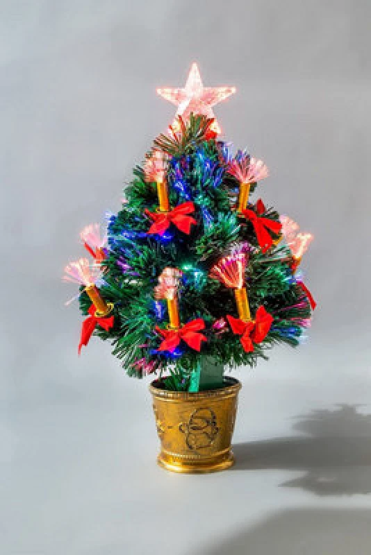 Image of Shatchi 2ft/60cm Candle & Bow Fibre Optic Christmas Tree LED Pre-Lit Green