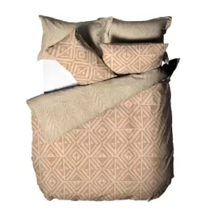 Image of Furn Tanza Global Geometric Duvet Cover Set (Superking) (Terracotta)