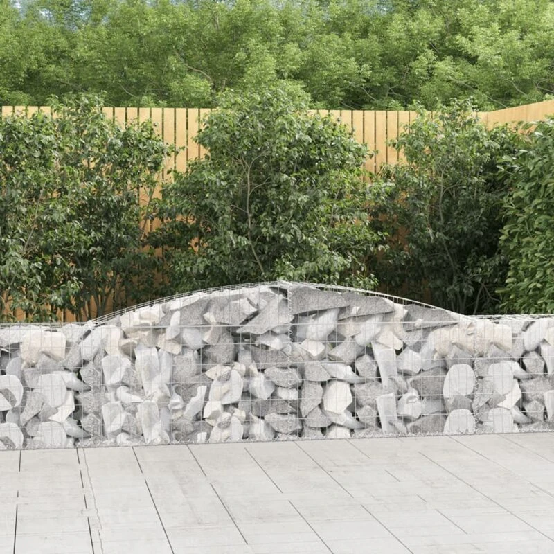 Image of VIDAXL Arched Gabion Baskets 3 pcs 400x30x60/80cm Galvanised Iron Vidaxl 8720845574246