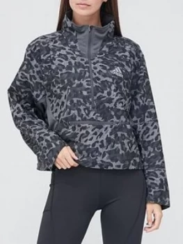 Image of Adidas Leopard Fast 1/2 Zip Jacket - Grey