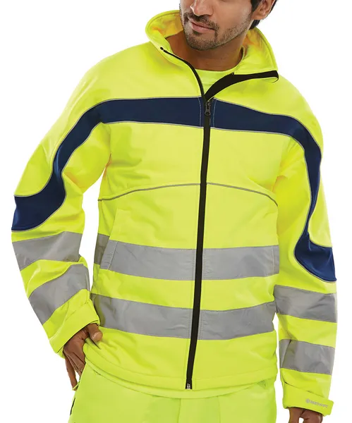 Image of Beeswift Two Tone High - Visibility Soft Shell Jacket Saturn Yellow/Navy Blue XXL HVTT040SYNXXL