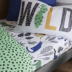 Image of Pineapple Elephant Wild Jungle Animals Fitted Sheet Green